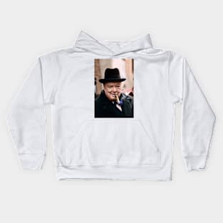 Winston Churchill with Cigar in colour Kids Hoodie